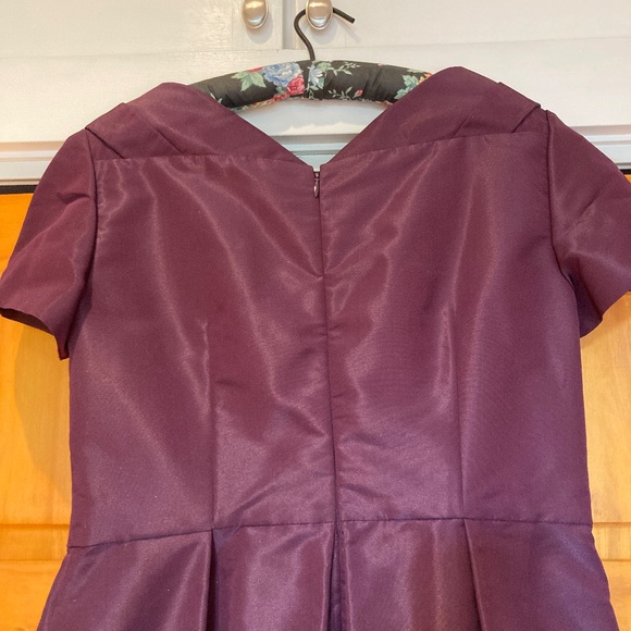 Prada Taffeta Pleated Short Sleeve Formal Plum Color Dress Size 46 Made in Italy - Picture 5 of 16